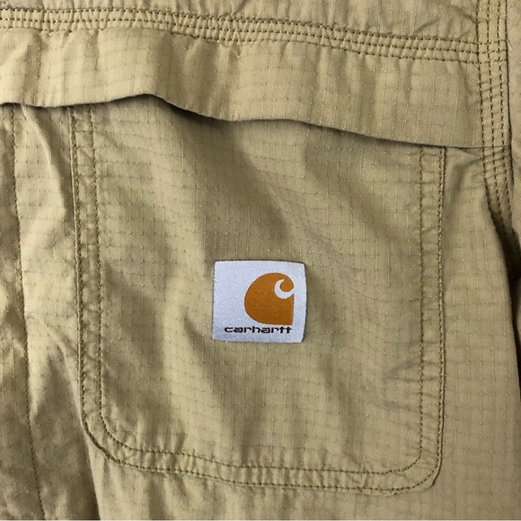 Men's Carhartt Force Dark Khaki Short Sleeve Button Down Work Shirt. Size Medium - Picture 9 of 16